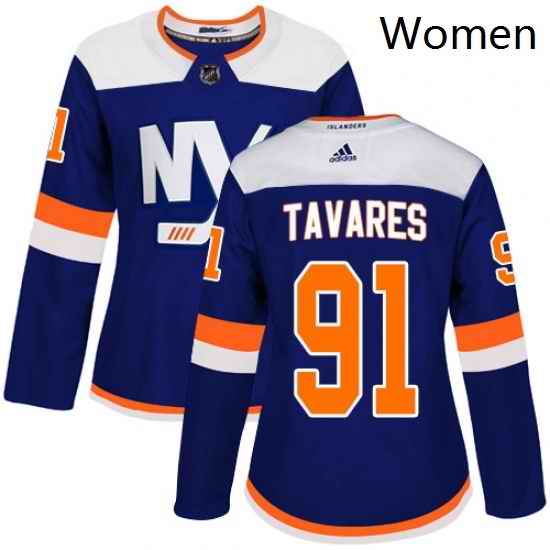 Womens Adidas New York Islanders 91 John Tavares Premier Blue Alternate NHL Jersey